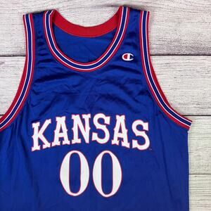 Vintage 1990s Champion University Of Kansas Jayhawks Basketball Jersey